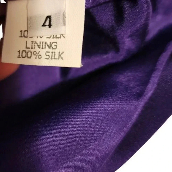 Jenni Kayne Strapless Mini Dress 100% Silk Purple Side Zip Size 4 - Picture 6 of 10
